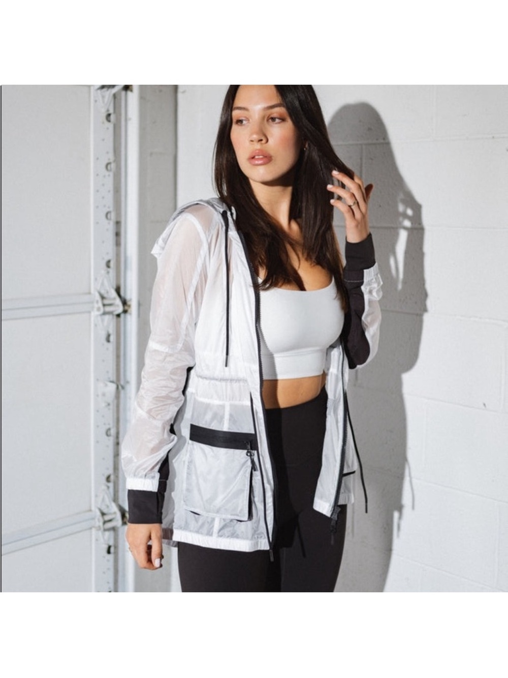 Vitality (Balance Athletica) White Mesh Hooded “Intensity” Jacket Black Trim